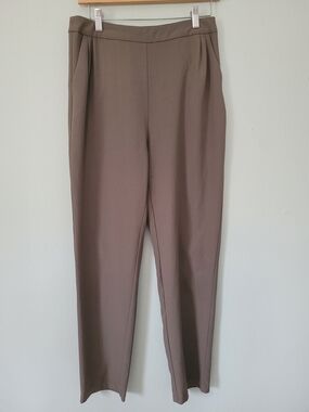 Lulu's Taupe Straight Leg, High Waist Pants Medium